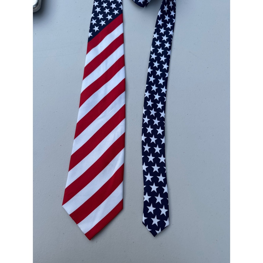 Three Rooker Mens American Flag Tie Red White Blue Stars Stripes Patriotic 61x3